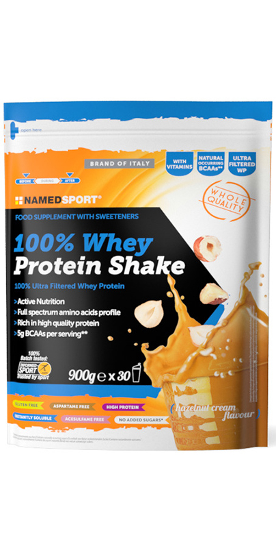 100% WHEY PROTEIN SHAKE HAZELNUT CREAM 900 G - Farmacia Del Monaco