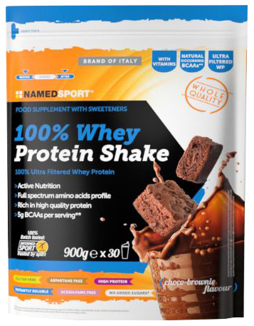 100% WHEY PROTEIN SHAKE CHOCO BROWNIE 900 G - Farmacia Del Monaco