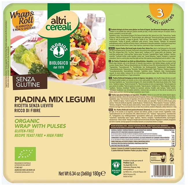ALTRICEREALI PIADINA MIX LEGUMI 3 X 60 G - Farmacia Del Monaco