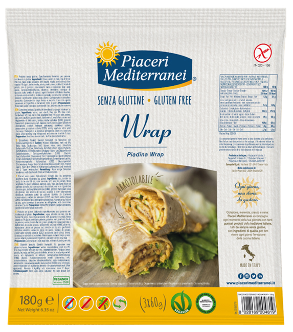 PIACERI MEDITERRANEI PIADINA WRAP 180 G - Farmacia Del Monaco