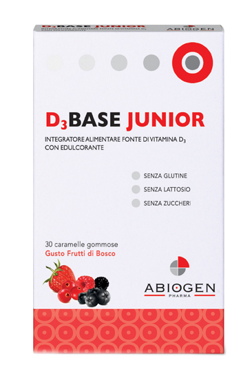 D3BASE JUNIOR 30 CARAMELLE GOMMOSE FRUTTI DI BOSCO - Farmacia Del Monaco
