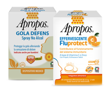 APROPOS SPRAY NO ALCOL + C FLUPROTECT EFFERVESCENTE - Farmacia Del Monaco