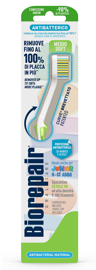BIOREPAIR ORAL CARE SPAZZOLINO ANTIBATTERICO JUNIOR 6-12 ANNI PIU' COMFORT SETOLE MEDIO SOFT - Farmacia Del Monaco