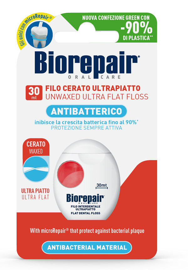BIOREPAIR ORAL CARE ANTIBATTERICO FILO NON CERATO ULTRAPIATTO DENTI SENSIBILI 25+5 METRI - Farmacia Del Monaco