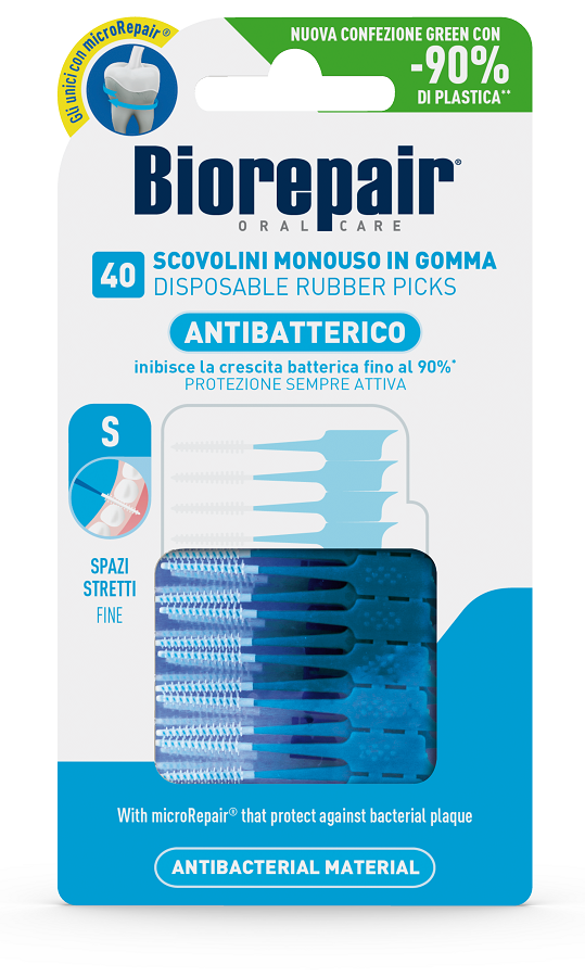 BIOREPAIR ORAL CARE ANTIBATTERICO SCOVOLINI MONOUSO IN GOMMA SPAZI STRETTI 40 PEZZI - Farmacia Del Monaco