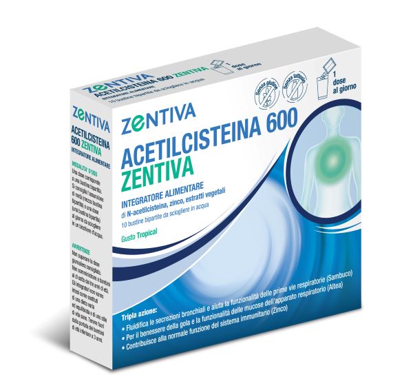 ACETILCISTEINA 600 ZENTIVA 10 BUSTINE BIPARTITE GUSTO TROPICAL - Farmacia Del Monaco