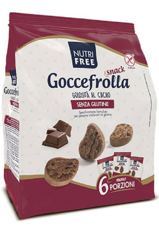 NUTRIFREE GOCCEFROLLA SNACK GOLOSITA' AL CACAO SENZA LATTOSIO 6 MONOPORZIONI DA 40 G - Farmacia Del Monaco