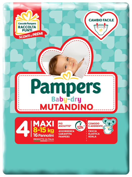 PAMPERS BABY DRY MUTANDINA MAXI 4 SMALL PACK 16 PEZZI - Farmacia Del Monaco