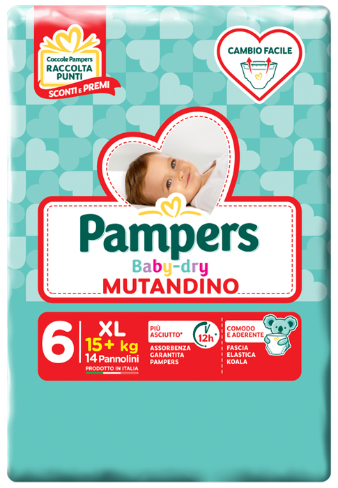 PAMPERS BABY DRY MUTANDINA XL 6 SMALL PACK 14 PEZZI - Farmacia Del Monaco