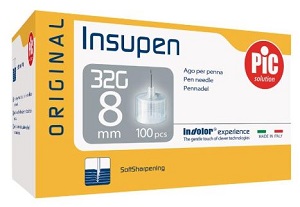 AGO PER PENNA PIC INSUPEN ORIGINAL GAUGE 32X8 MM 100 PEZZI - Farmacia Del Monaco