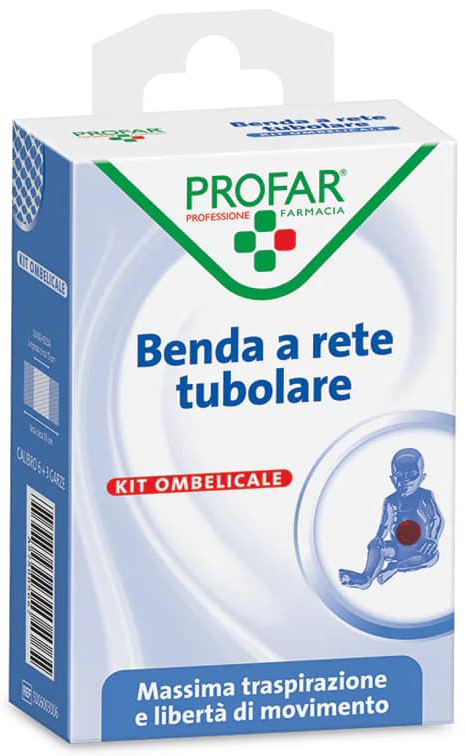 BENDA A RETE ELASTICA OMBELICALE 3 M TESI + 3 GARZE CALIBRO 6 PROFAR - Farmacia Del Monaco