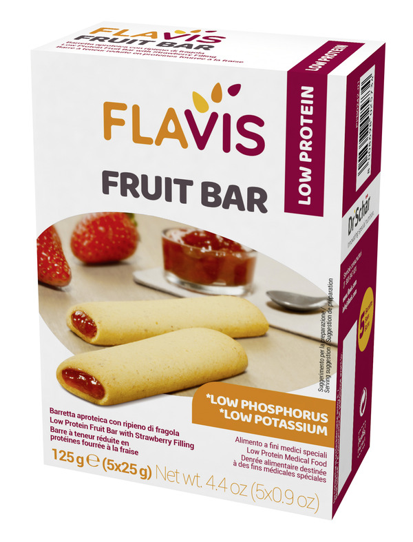 FLAVIS FRUIT BAR BARRETTA APROTEICA CON RIPIENO DI FRAGOLA 5 PEZZI DA 25 G - Farmacia Del Monaco