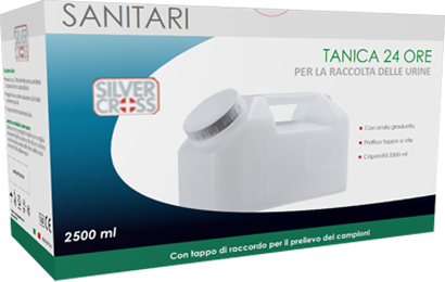 CONTENITORE PER URINA STERILE SILVER CROSS 24 ORE CAPIENZA 2500 ML - Farmacia Del Monaco