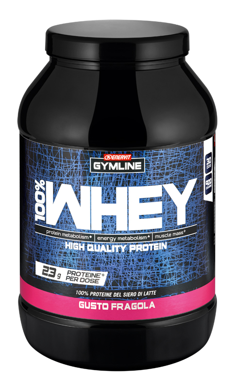 GYMLINE 100% WHEY CONCENTRATE FRAGOLA 900 G - Farmacia Del Monaco