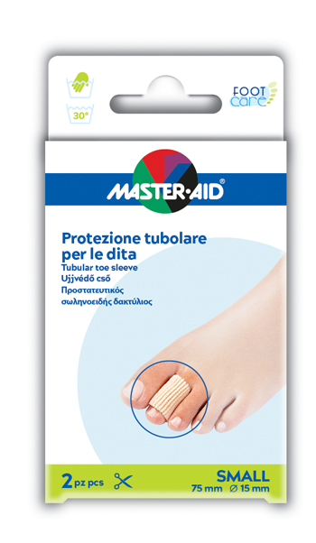 PROTEZIONE TUBOLARE IN GEL MASTER-AID FOOTCARE ELASTICIZZATO SMALL 7,5 CM 15 MM 2 PEZZI C4 - Farmacia Del Monaco