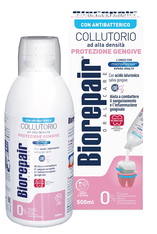 BIOREPAIR ORAL CARE COLLUTORIO ALTA INTENSITA' CON ANTIBATTERICO PROTEZIONE GENGIVE 500 ML - Farmacia Del Monaco