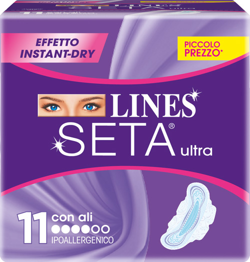 LINES SETA ULTRA ASSORBENTI CON ALI 11 PEZZI - Farmacia Del Monaco