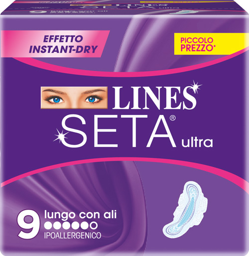 LINES SETA ULTRA ASSORBENTI LUNGHI 9 PEZZI - Farmacia Del Monaco