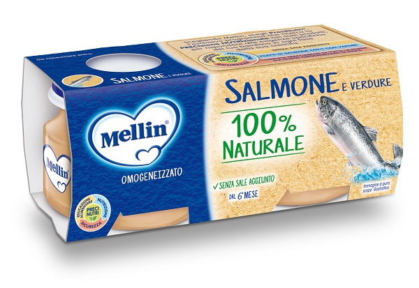 MELLIN OMOGENEIZZATO DI SALMONE E VERDURE 4 X 80 G - Farmacia Del Monaco
