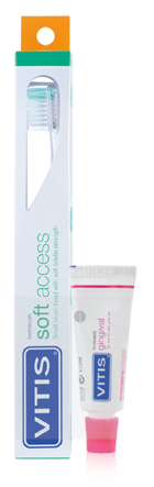 VITIS SPAZZOLINO SOFT ACCESS + DENTIFRICIO GINGIVAL 15 ML - Farmacia Del Monaco