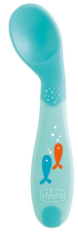 CHICCO CUCCHIAIO ANGOLATO 8M+ AZZURRO - Farmacia Del Monaco
