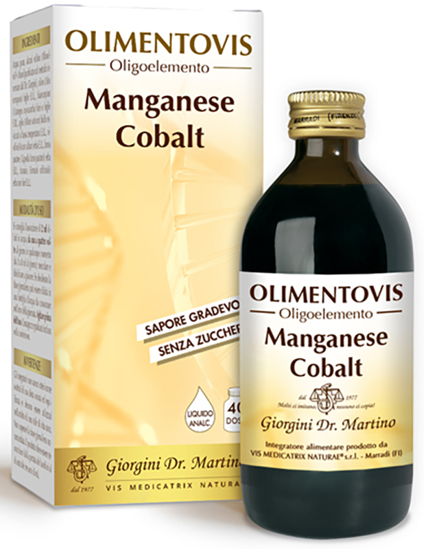 OLIMENTOVIS OLIGOELEMENTO MANGANESE COBALT LIQUIDO ANALCOLICO SENZA ZUCCHERI 200 ML 40 DOSI - Farmacia Del Monaco