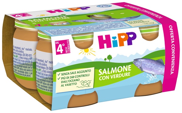 HIPP OMOGENEIZZATO SALMONE/VERDURE 4X80 G - Farmacia Del Monaco