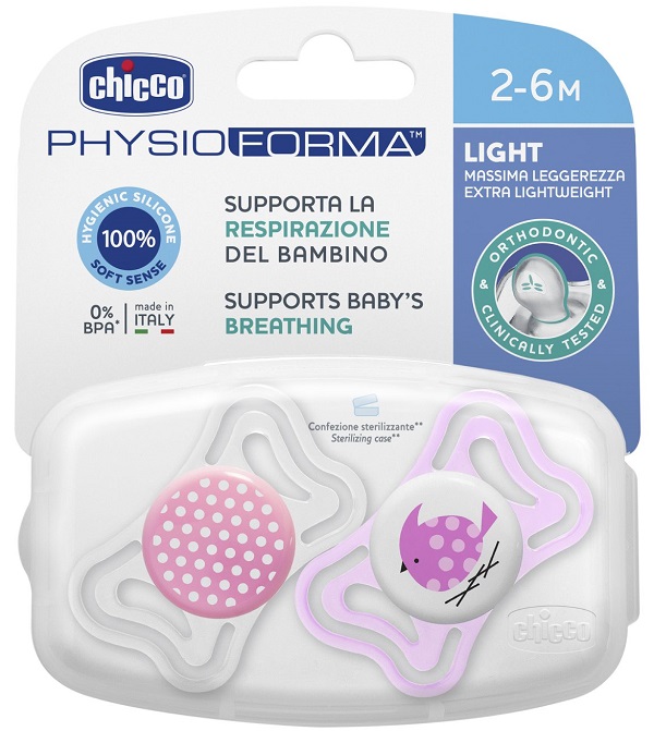 CHICCO SUCCHIETTO LIGHT GIRL SILICONE 2-6 MESI 2 PEZZI - Farmacia Del Monaco