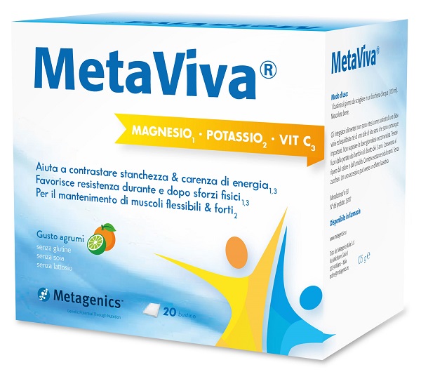 METAVIVA MAGNESIO POTASSIO VITAMINA C 20 BUSTINE - Farmacia Del Monaco