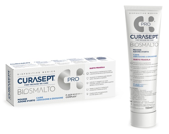CURASEPT BIOSMALTO MOUSSE CARIE FRAGOLA 50 ML - Farmacia Del Monaco