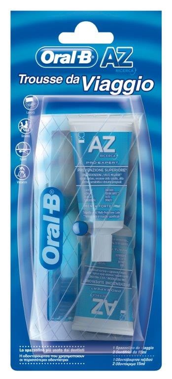 ORALB TROUSSE DA VIAGGIO SPAZZOLINO + 2 DENTIFRICI 15ML - Farmacia Del Monaco