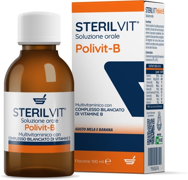 STERILVIT POLIVIT-B SOLUZIONE ORALE GUSTO MELA BANANA 100 ML - Farmacia Del Monaco