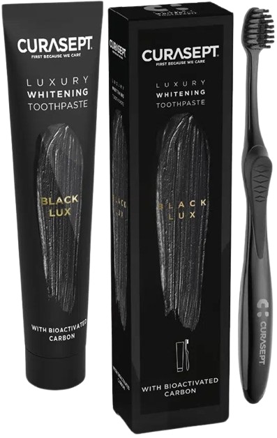 CURASEPT BLACK LUXURY WHITENING DENTIFRICIO 75 ML + SPAZZOLINO - Farmacia Del Monaco