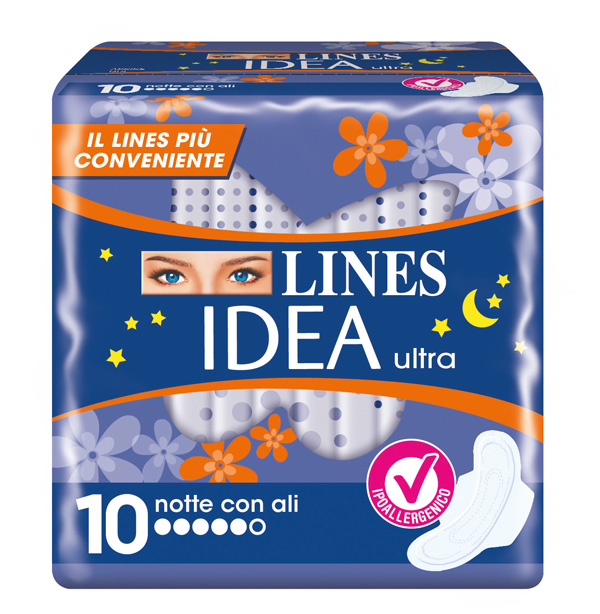 IDEA ULTRA ASSORBENTE NOTTE CON ALI 10 PEZZI - Farmacia Del Monaco