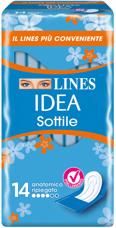 LINES IDEA ASSORBENTE SOTTILE RIPIEGATO ANATOMICO 14 PEZZI - Farmacia Del Monaco