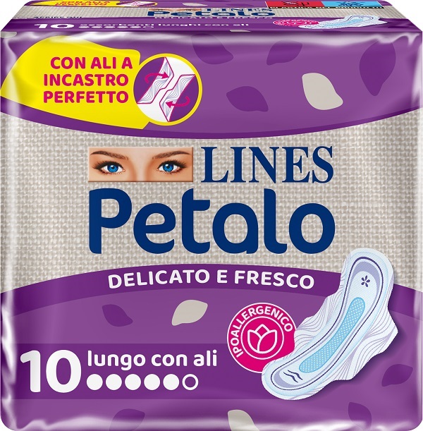 LINES PETALO BLU ASSORBENTE LUNGO CON ALI 10 PEZZI - Farmacia Del Monaco