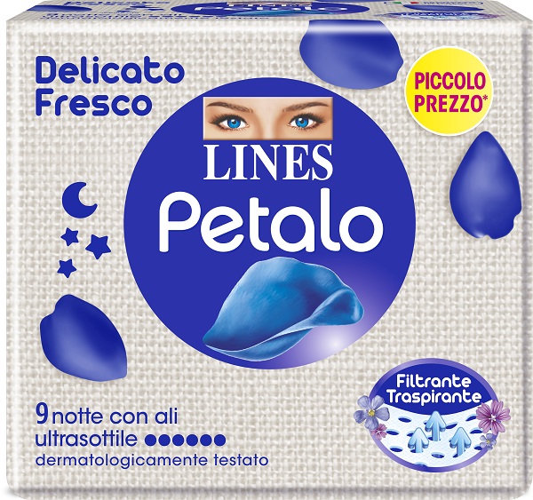 LINES PETALO BLU ASSORBENTE NOTTE 9 PEZZI - Farmacia Del Monaco