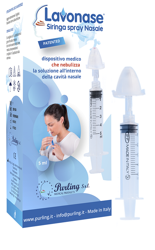 LAVONASE SIRINGA SPRAY NASALE NON STERILE 5 ML LUER-LOCK CON CAPPUCCIO + UGELLO NASALE CON RACCORDO LUER-LOCK + PERFORATORE CON VALVOLA NON RITORNO CON TAPPO - Farmacia Del Monaco