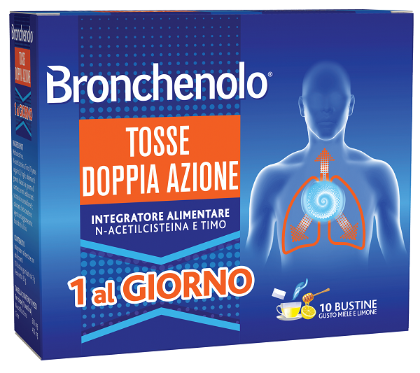 BRONCHENOLO TOSSE DOPPIA AZIONE 10 BUSTINE - Farmacia Del Monaco
