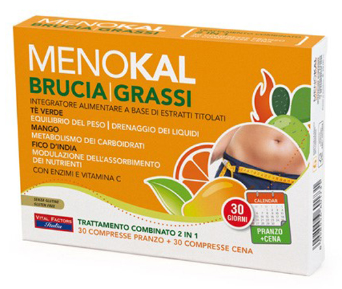 MENOKAL BRUCIAGRASSI 30 COMPRESSE PRANZO + 30 COMPRESSE CENA - Farmacia Del Monaco