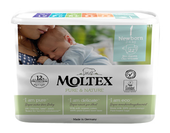 PANNOLINI MOLTEX PURE & NATURE NEW BORN 2-5 KG TAGLIA 1 22 PEZZI - Farmacia Del Monaco