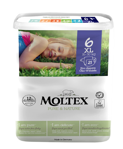 PANNOLINI MOLTEX PURE & NATURE EXTRA LARGE TG 13/18 KG 6 PEZZI - Farmacia Del Monaco
