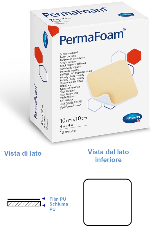 PERMAFOAM CLASSIC MEDICAZIONE IN SCHIUMA DI POLIURETANO SENZA BORDI 10X10CM 10 PEZZI - Farmacia Del Monaco