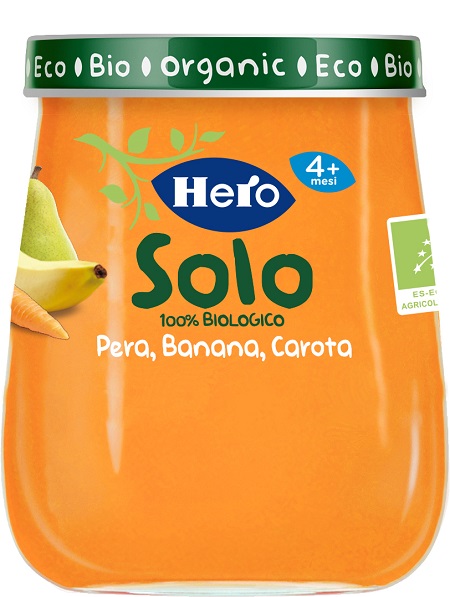 HERO BABY OMOGENEIZZATO PERA BANANA CAROTA 100% BIO 120 G - Farmacia Del Monaco