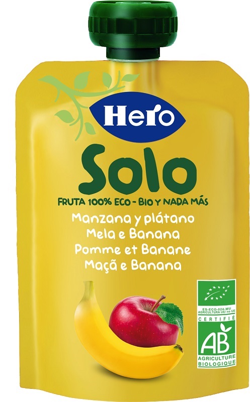 HERO SOLO FRUTTA FRULLATA 100% BIO MELA/BANANA 100 G - Farmacia Del Monaco