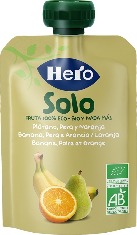HERO SOLO FRUTTA FRULLATA 100% BIO BANANA PERA ARANCIA 100 G - Farmacia Del Monaco