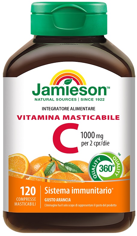 JAMIESON VITAMINA C 1000 MASTICABILE ARANCIA 120 COMPRESSE - Farmacia Del Monaco