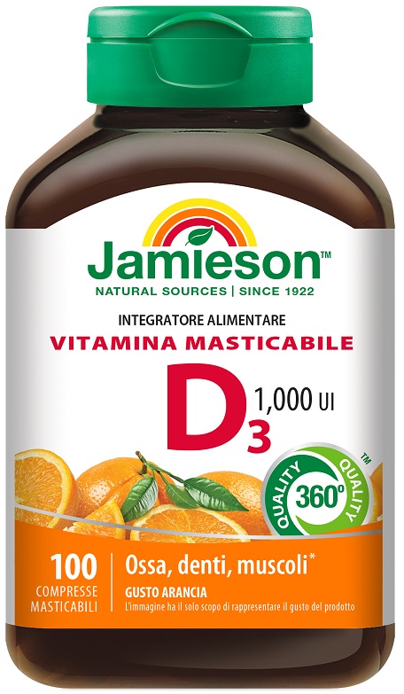 JAMIESON VITAMINA D MASTICABILE ARANCIA 100 COMPRESSE - Farmacia Del Monaco