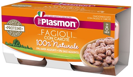 PLASMON OMOGENEIZZATO FAGIOLI BORLOTTI E CAROTE 2X80 G - Farmacia Del Monaco