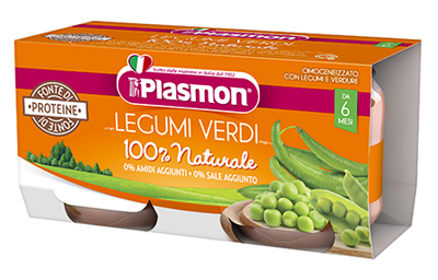 PLASMON OMOGENEIZZATO LEGUMI VERDI 2X80 G - Farmacia Del Monaco